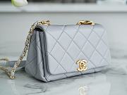 Chanel Lambskin Chain Flap Bag Grey Size 21 cm - 3