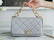 Chanel Lambskin Chain Flap Bag Grey Size 21 cm - 5