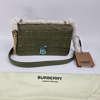 Burberry Small Lola Quilted Dark Fern Green Leather Shoulder Bag Size 23 x 6 x 13 cm