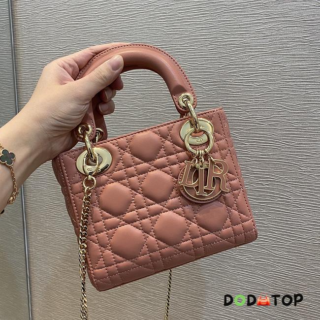 Dior Lady Peach Powder Color Bag Size 17 cm - 1