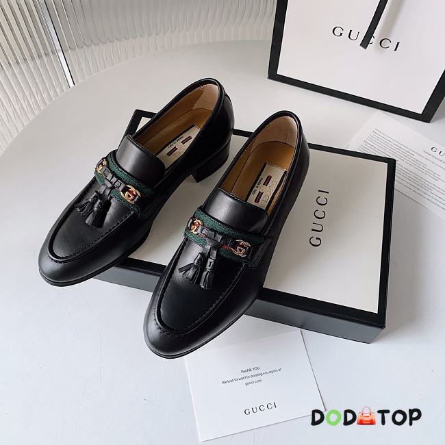 Gucci New Ribbon Tassel Double G Loafers Black  - 1
