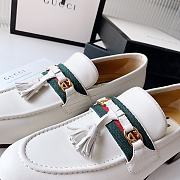 Gucci New Ribbon Tassel Double G Loafers White - 4