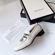 Gucci New Ribbon Tassel Double G Loafers White - 5