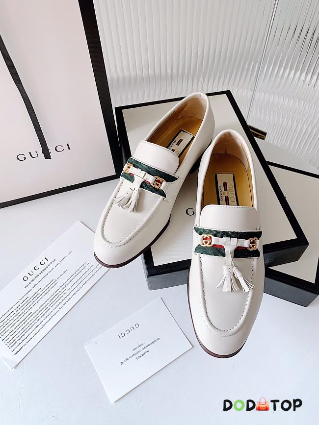 Gucci New Ribbon Tassel Double G Loafers White - 1