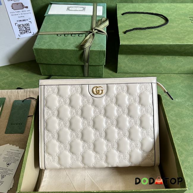 Gucci GG Matelassé Clutch Bag White Size 10 x 7.5 x 2 cm - 1