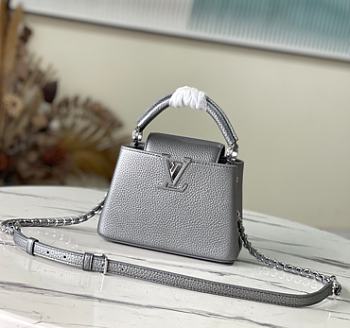 Louis Vuitton LV Capucines Mini Handbag Silver Size 21 x 14 x 8 cm