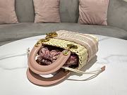 Mini Lady Dior Bag Wicker Pink Size 17 x 15 x 7 cm - 3
