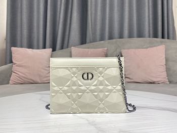 Dior Caro Chain Bag White Size 19 x 14 x 3 cm