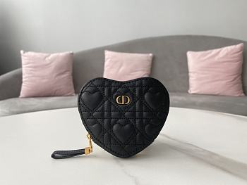 Dior Caro Heart-Shaped Chain Bag Black Size 11 x 10 x 1.5 cm