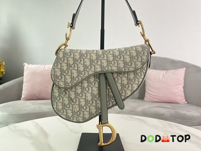 Dior Saddle Bag Gray Jacquard Oblique Print Size 25.5 x 20 x 6.5 cm - 1