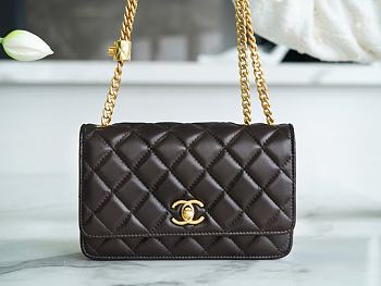 Chanel WOC Gold Bucket Dark Brown Size 12.3 × 19.2 × 3.5 cm