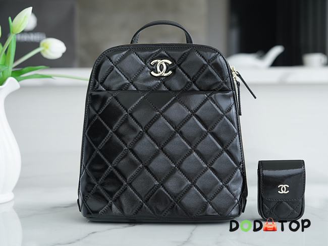 Chanel New Shiny Cowhide Backpack Black Size 21 x 24 x 9 cm - 1