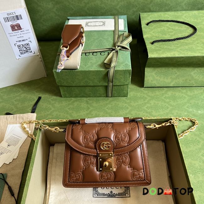 Gucci Matelassé Leather Small Handbag Brown Size 18 x 13 x 6.5 cm - 1
