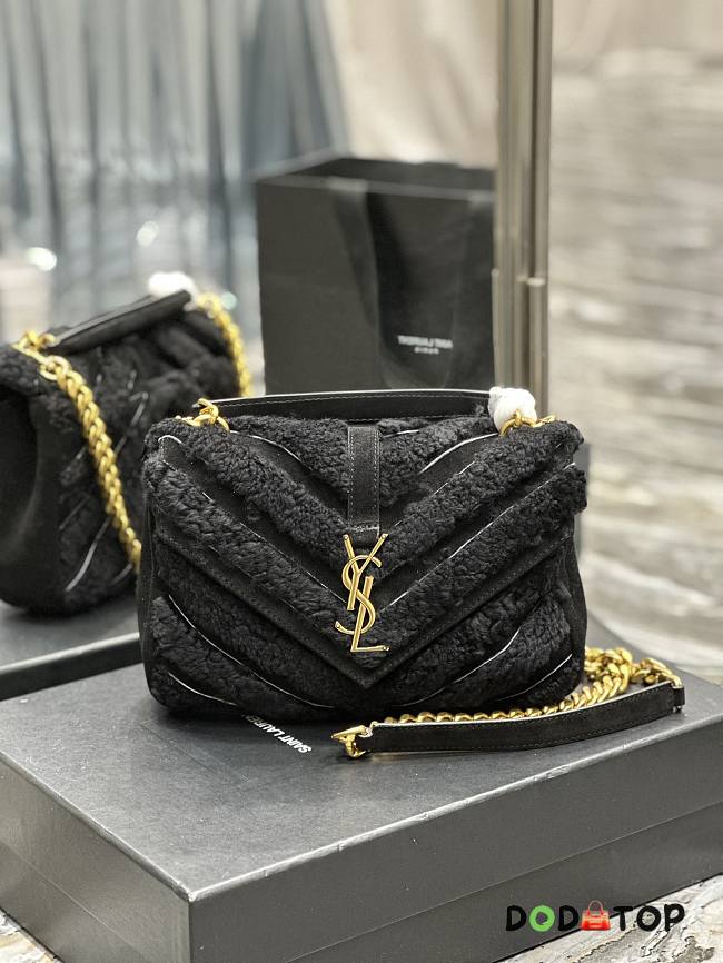 YSL Lambswool With Suede Black Bag Size 24 x 17 x 6 cm - 1