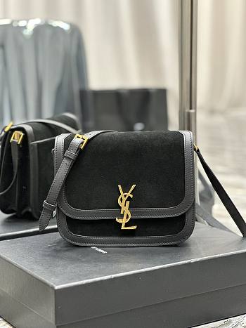 YSL Solferino Frosted Black Bag Size 22 x 18 x 5 cm