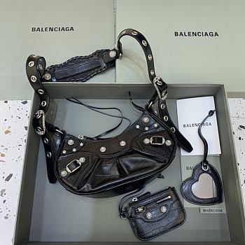 Balenciaga Le Cagole Mini Leather Shoulder Bag Black Size 26 x 12 x 6 cm