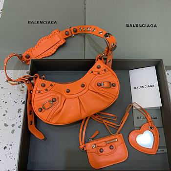 Balenciaga Le Cagole Mini Leather Shoulder Bag Orange Size 26 x 12 x 6 cm