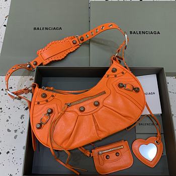 Balenciaga Le Cagole Leather Shoulder Bag Orange Size 33 x 16 x 8 cm