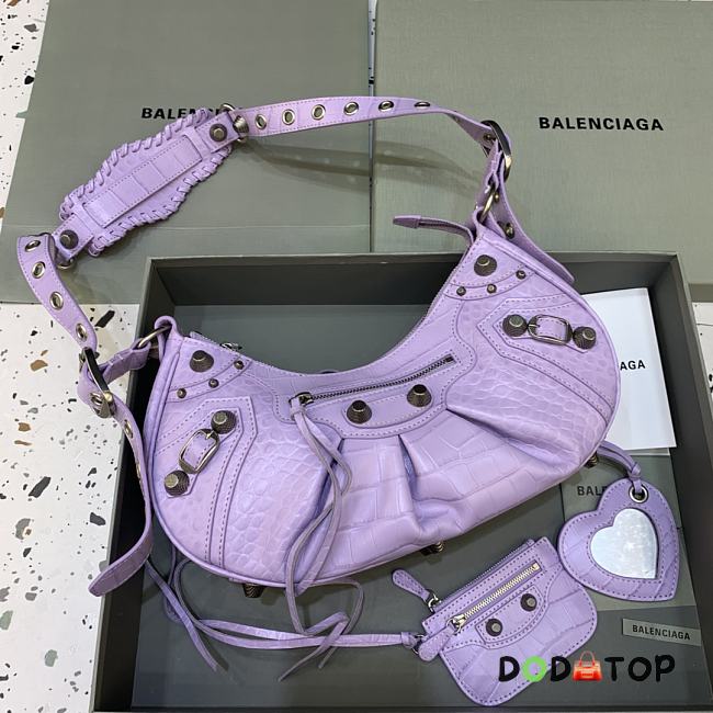 Balenciaga Le Cagole Leather Shoulder Bag Purple Size 33 x 16 x 8 cm - 1