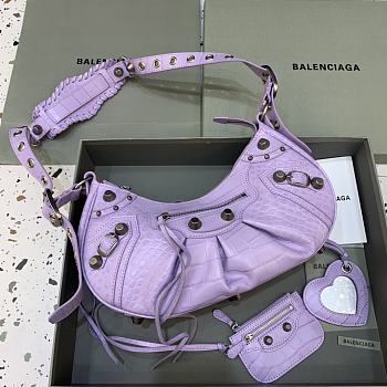 Balenciaga Le Cagole Leather Shoulder Bag Purple Size 33 x 16 x 8 cm