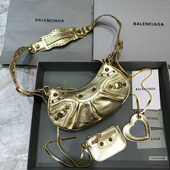 Balenciaga Le Cagole Mini Leather Shoulder Bag Gold Size 26 x 12 x 6 cm