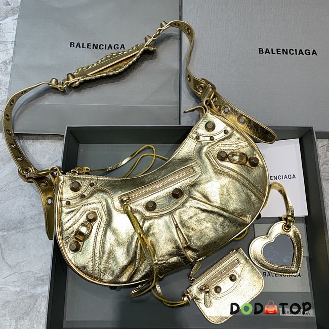 Balenciaga Le Cagole Leather Shoulder Bag Gold Size 33 x 16 x 8 cm - 1