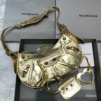 Balenciaga Le Cagole Leather Shoulder Bag Gold Size 33 x 16 x 8 cm