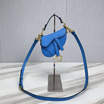 Dior Saddle Bag Mini Blue With Strap Size 12 x 7.5 x 5 cm