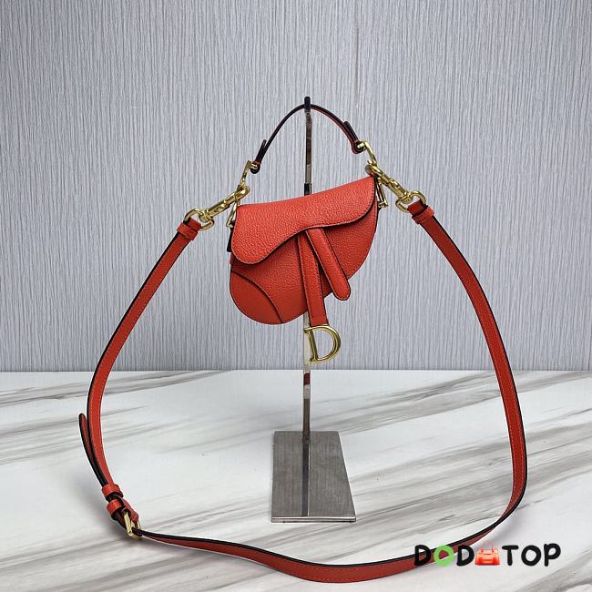 Dior Saddle Bag Mini Orange With Strap Size 12 x 7.5 x 5 cm - 1