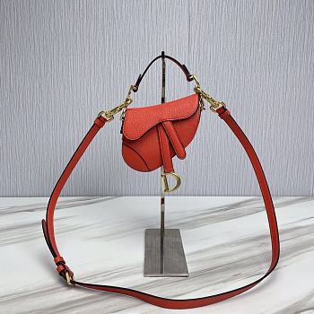 Dior Saddle Bag Mini Orange With Strap Size 12 x 7.5 x 5 cm