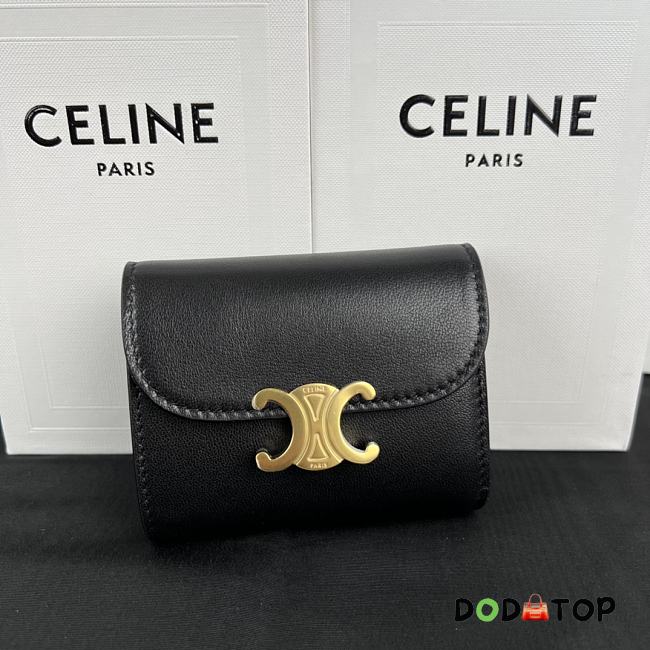 Celine Triomphe Canvas Wallet Black Size 10.5 x 9 cm - 1
