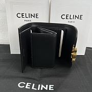 Celine Triomphe Canvas Wallet Black Size 10.5 x 9 cm - 6
