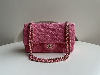 Chanel Woolen CF Pink Size 25.5 x 15.5 x 6.5 cm