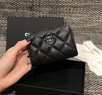 Chanel Classic Flap CF Black Wallet Size 7.5 x 11.2 cm