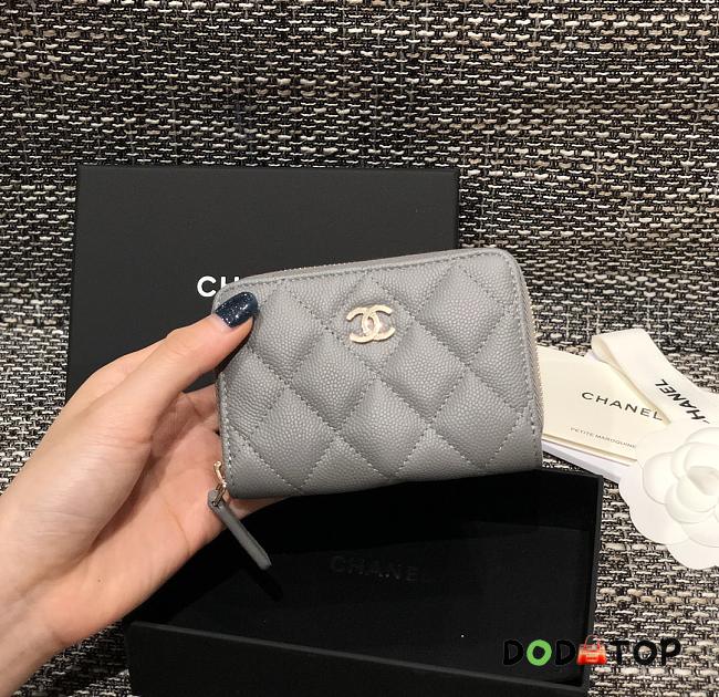Chanel Classic Flap CF Grey Wallet Size 7.5 x 11.2 cm - 1