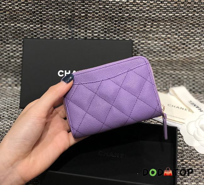 Chanel Classic Flap CF Purple Wallet Size 7.5 x 11.2 cm - 1