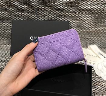 Chanel Classic Flap CF Purple Wallet Size 7.5 x 11.2 cm