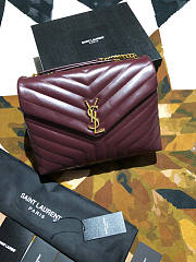 YSL Loulou Red Wine Medium Gold Hardware Size 32 x 22 x 12 cm - 2