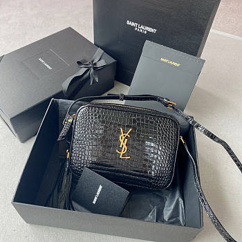 YSL Lou Camera Bag Black Crocodile Size 23 x 16 x 6 cm