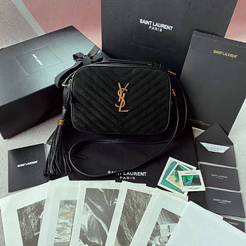 YSL Lou Camera Bag Velvet Black Size 23 x 16 x 6 cm