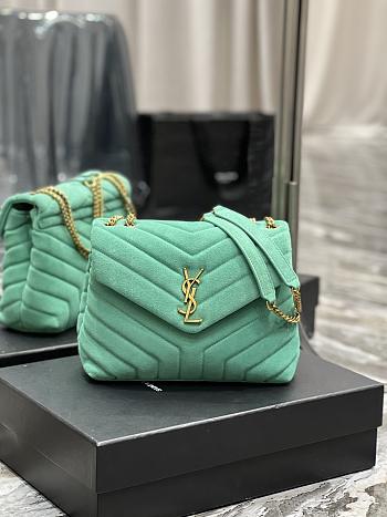 YSL Loulou Small Bag Y-Quilted Leather Green Size 25x17x9 cm