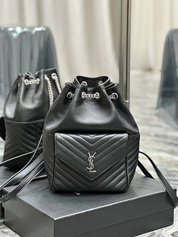 YSL Joe Backpack Black Silver Buckle Size 22×29×15 cm