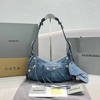 Balenciaga Women's Le Cagole Small Shoulder Bag Denim Size 33 x 16 x 8 cm
