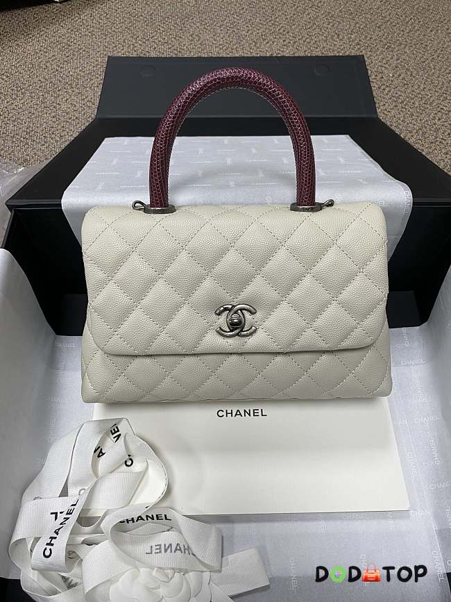 Chanel Coco Handle White Silver Hardware Size 14x24x10 cm - 1