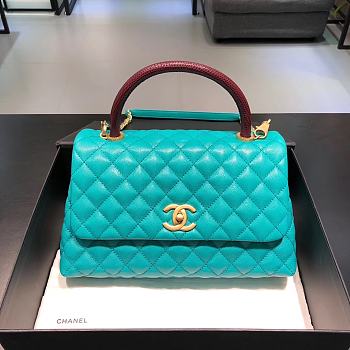 Chanel Coco Handle Blue Gold Hardware Size 18x29x12 cm