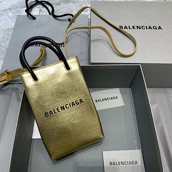 Balanciaga Trendy Mini Mobile Phone Bag Gold Size 12 x 4.5 x 18 cm