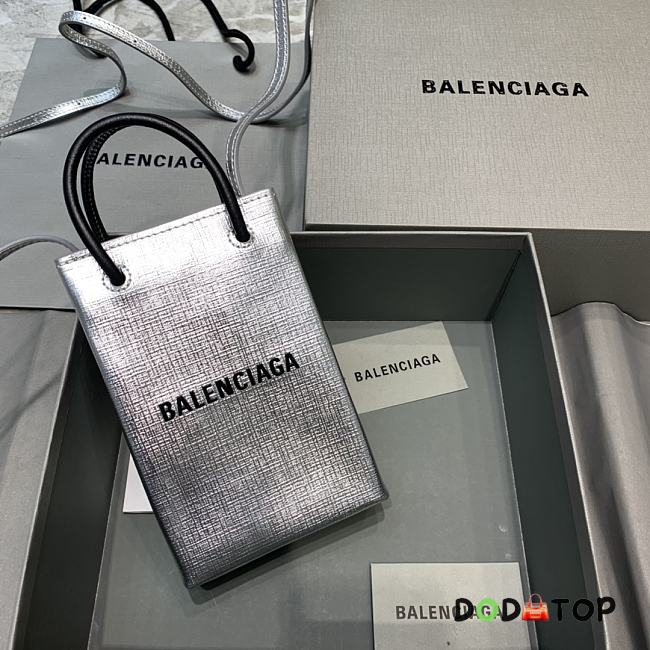 Balanciaga Trendy Mini Mobile Phone Bag Silver Size 12 x 4.5 x 18 cm - 1