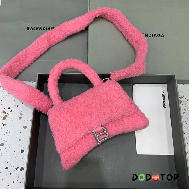 Balenciaga S Hourglass Furry Tote Bag Pink Size 23 x 10 x 14 cm - 1
