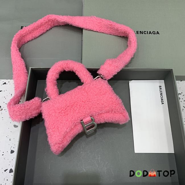 Balenciaga S Hourglass Furry Tote Bag Pink Size 19 x 8 x 11 cm - 1