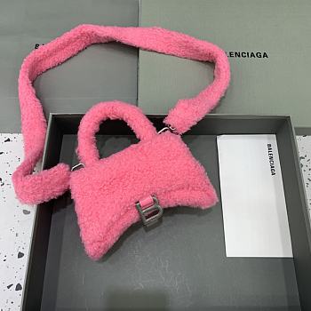 Balenciaga S Hourglass Furry Tote Bag Pink Size 19 x 8 x 11 cm